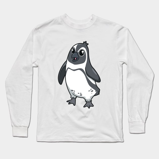 Kawaii African penguin Long Sleeve T-Shirt by Modern Medieval Design